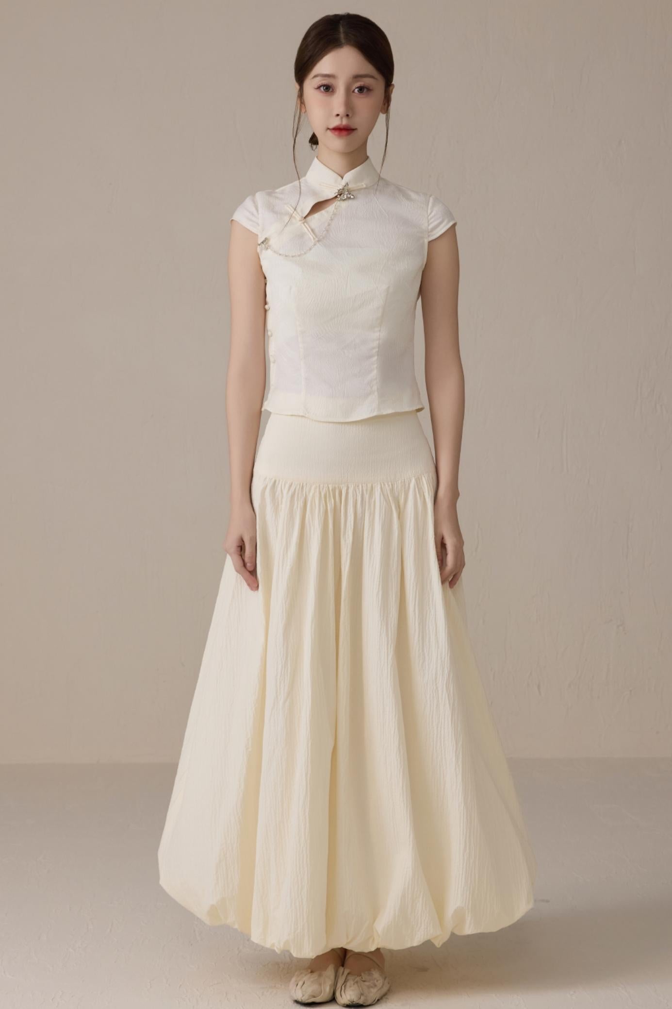 Beige Short Sleeve Top