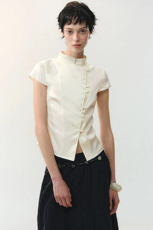 Plain Satin Embroidered Shirt
