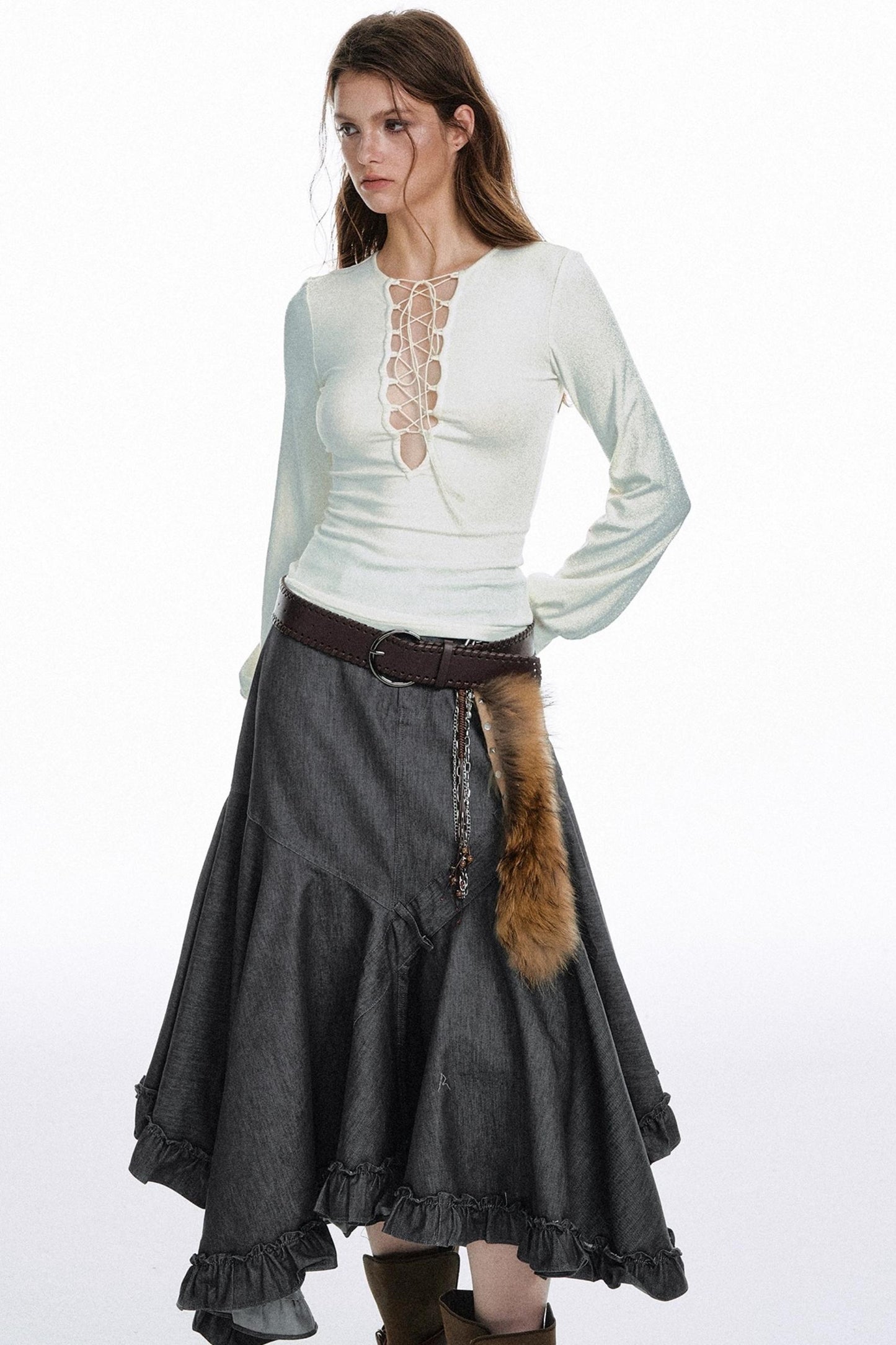 Versatile Solid Color Long Skirt