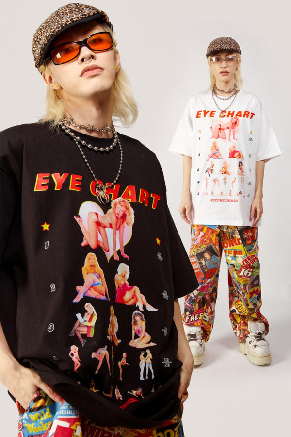 Eye Chart Oversized Graphic T-Shirt