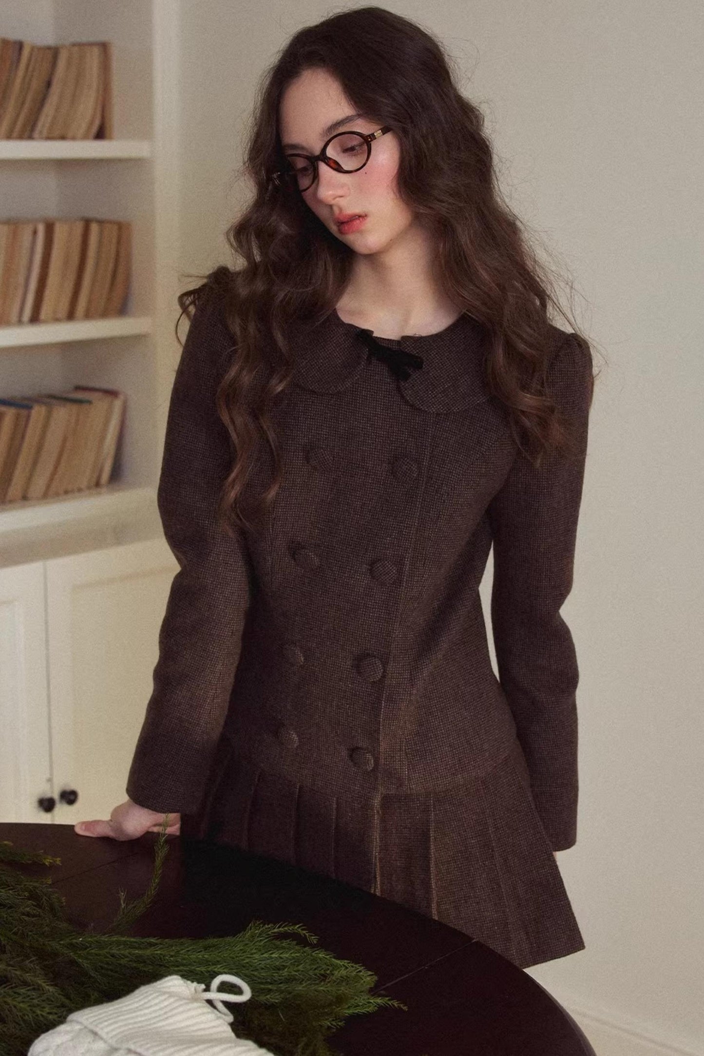 Retro Houndstooth Pleated Dress