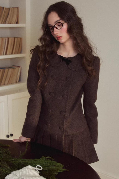 Retro Houndstooth Pleated Dress