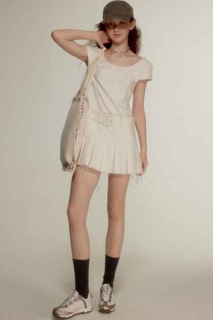 Raw Quilted Denim Dress