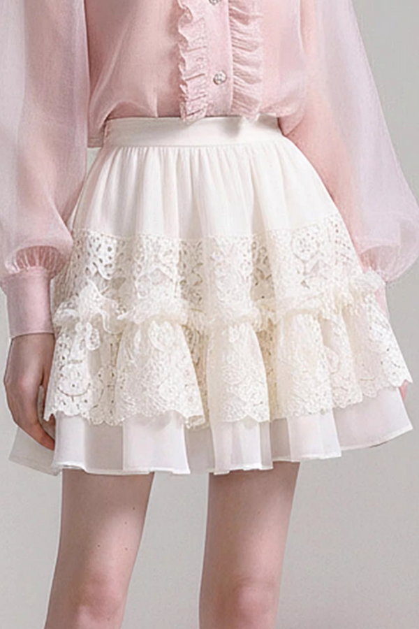 Pink Snow Doll Collar Shirt Set-Up