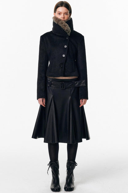 Detachable Fur Wool Coat