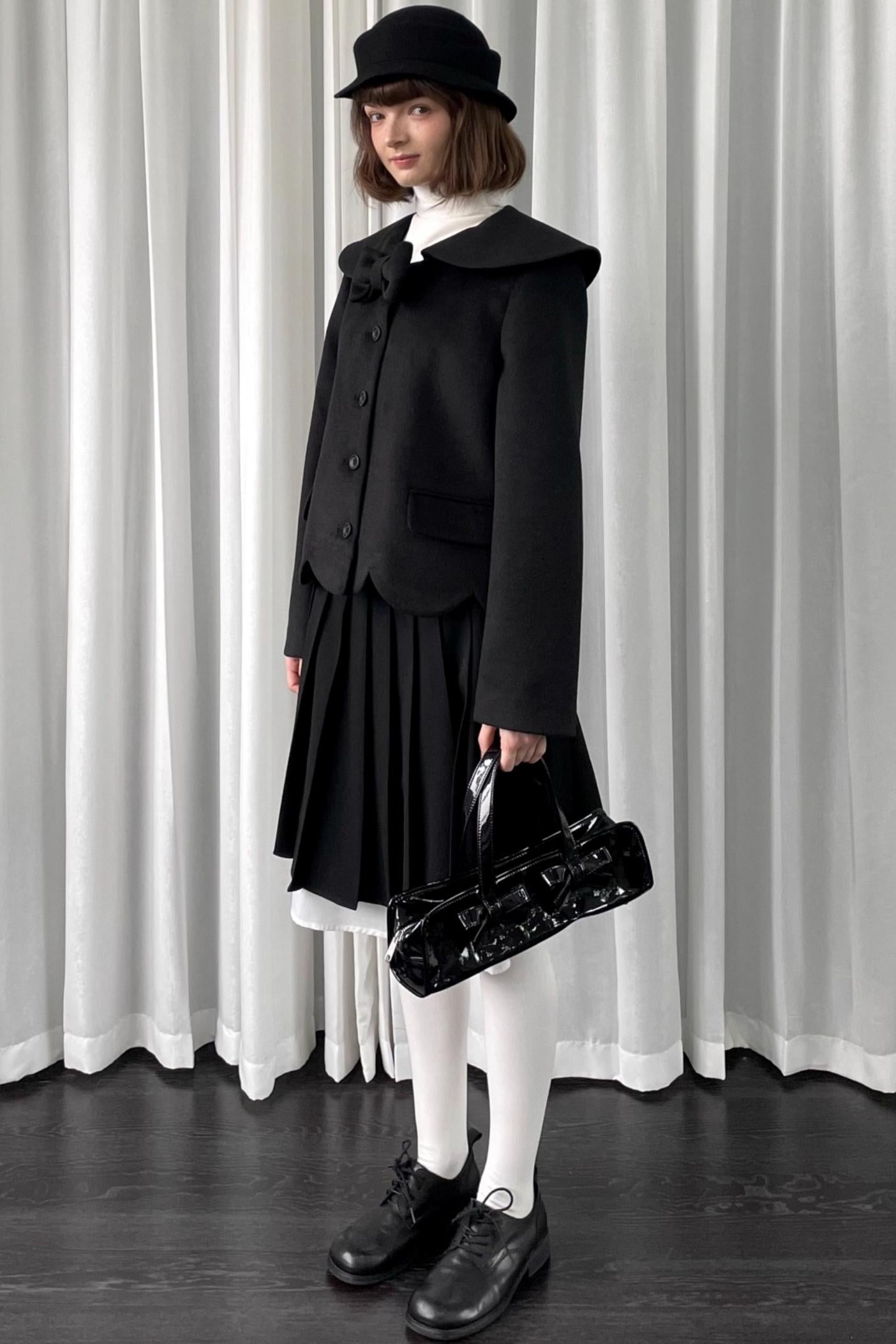 Black Pleated Bow Skirt