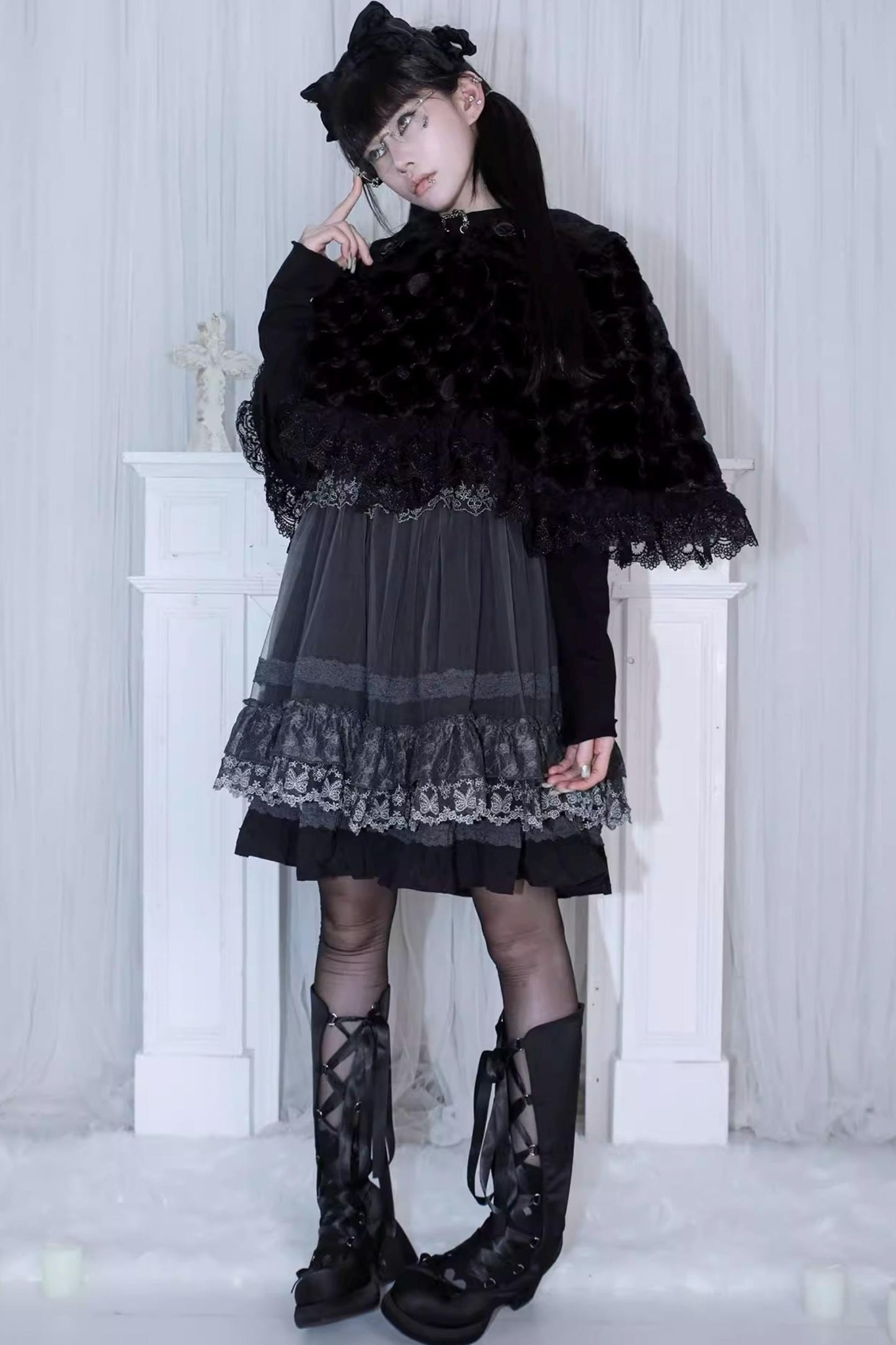 Plush Rose Lace Cape
