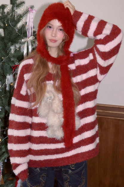 Sweet Striped V-Neck Sweater