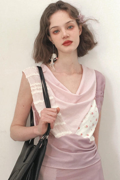 Lightweight Draped Collar Top