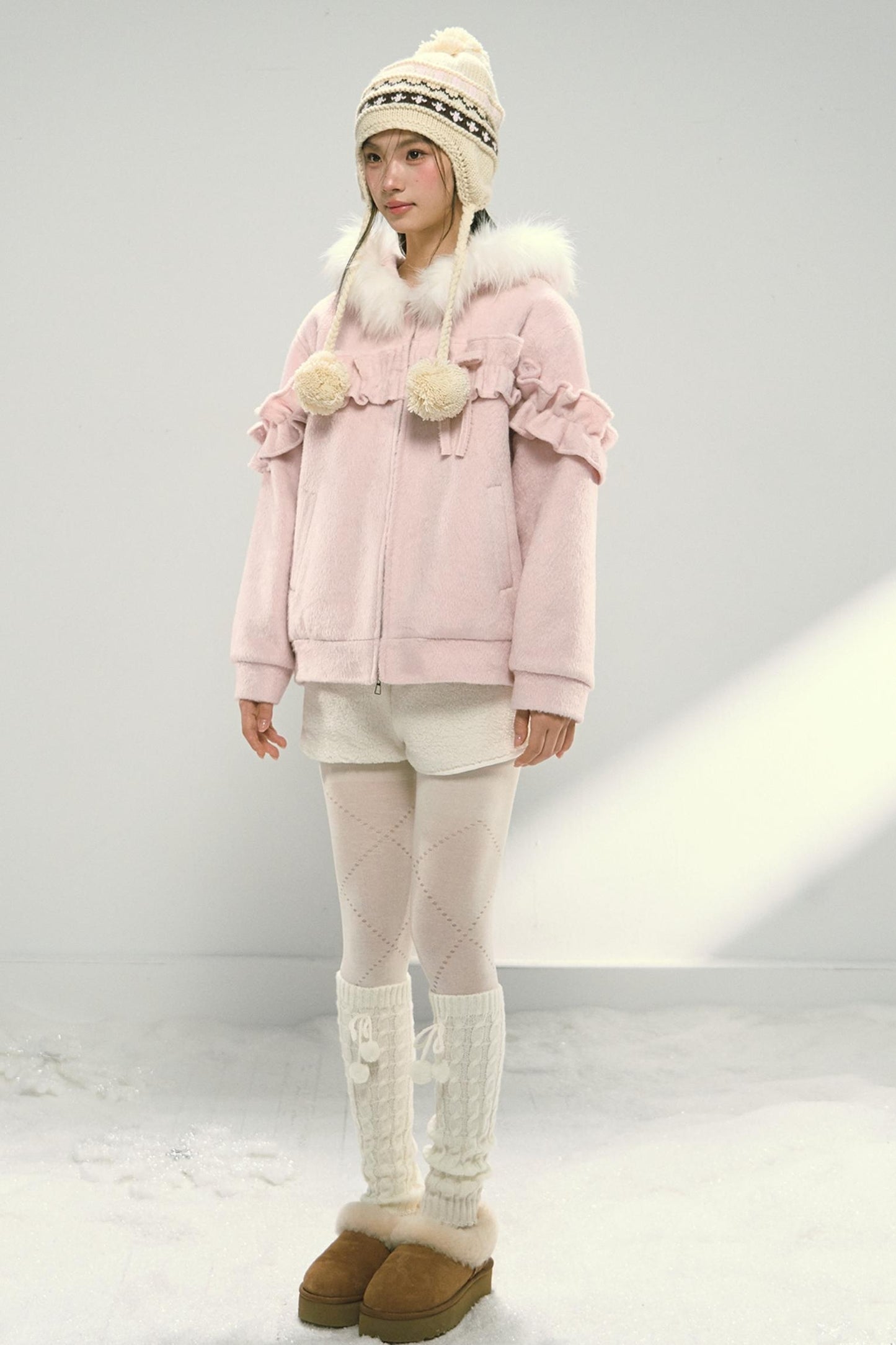 White Fur Elasticated Waist Shorts