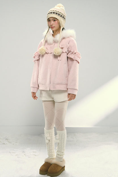 White Fur Elasticated Waist Shorts