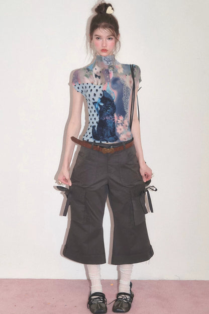 High-Waisted Workwear Casual Pants