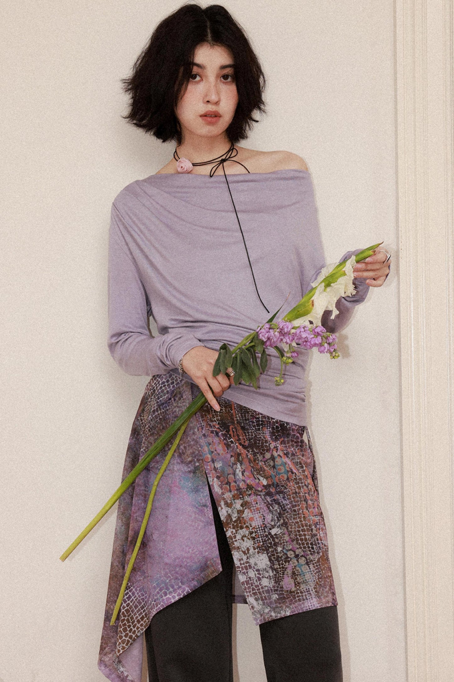Modal Wool Off-Shoulder Knit Top