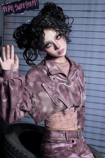 Butterfly Rivet Punk Denim Jacket