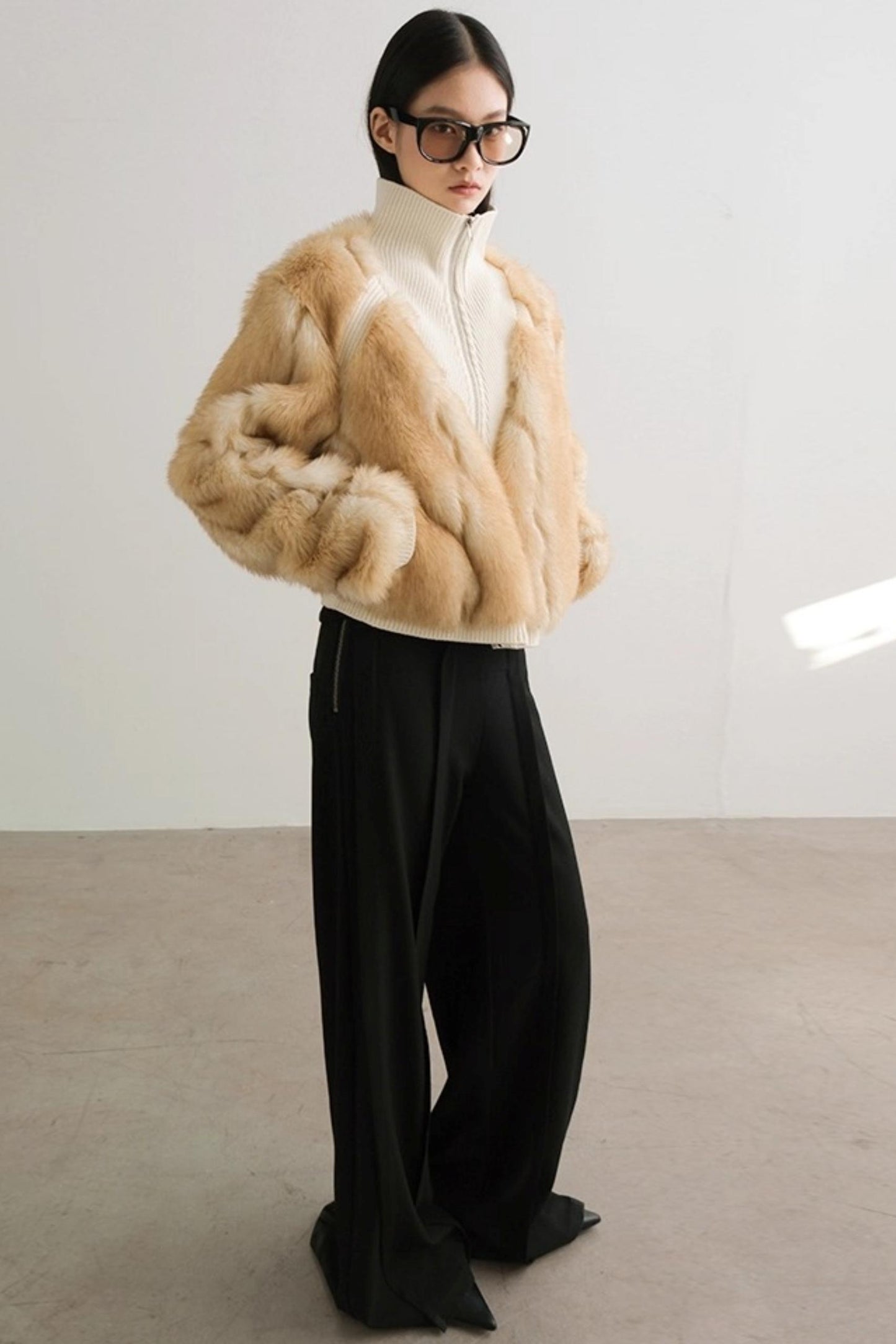 Shadow Pleats Wide-Leg Pants