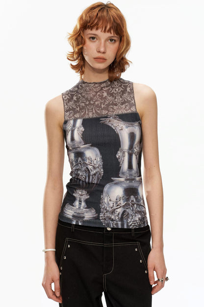 Silver Wine Bottle Patchwork Vest