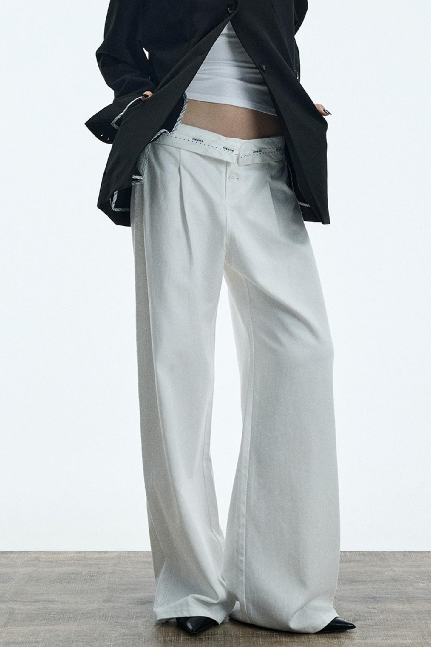 Autumn White Wide-Leg Pants