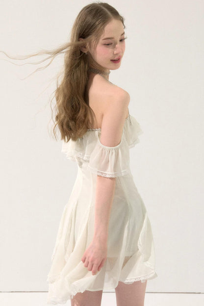 Fairy-Like Ruffled Lace Dress