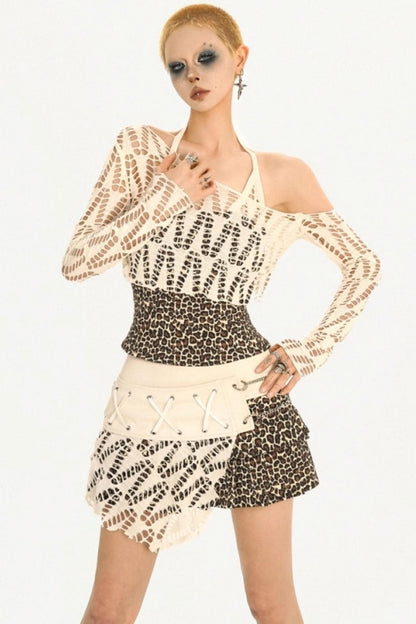 Leopard Panelled Blouse Set