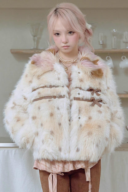 Brown Polka Dot Fur Coat