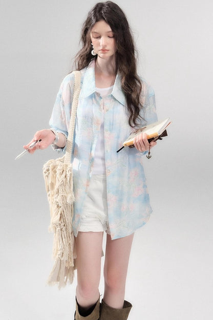 Resort Sunscreen Embroidery Shirt