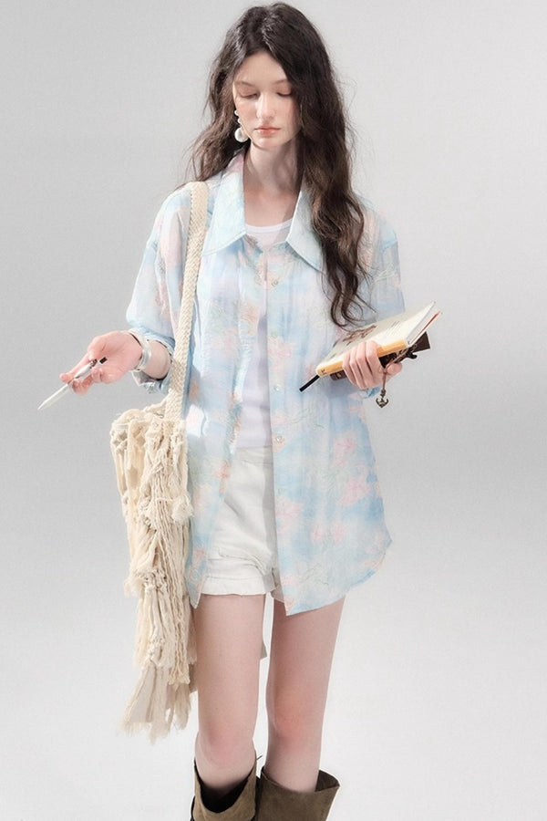 Resort Sunscreen Embroidery Shirt