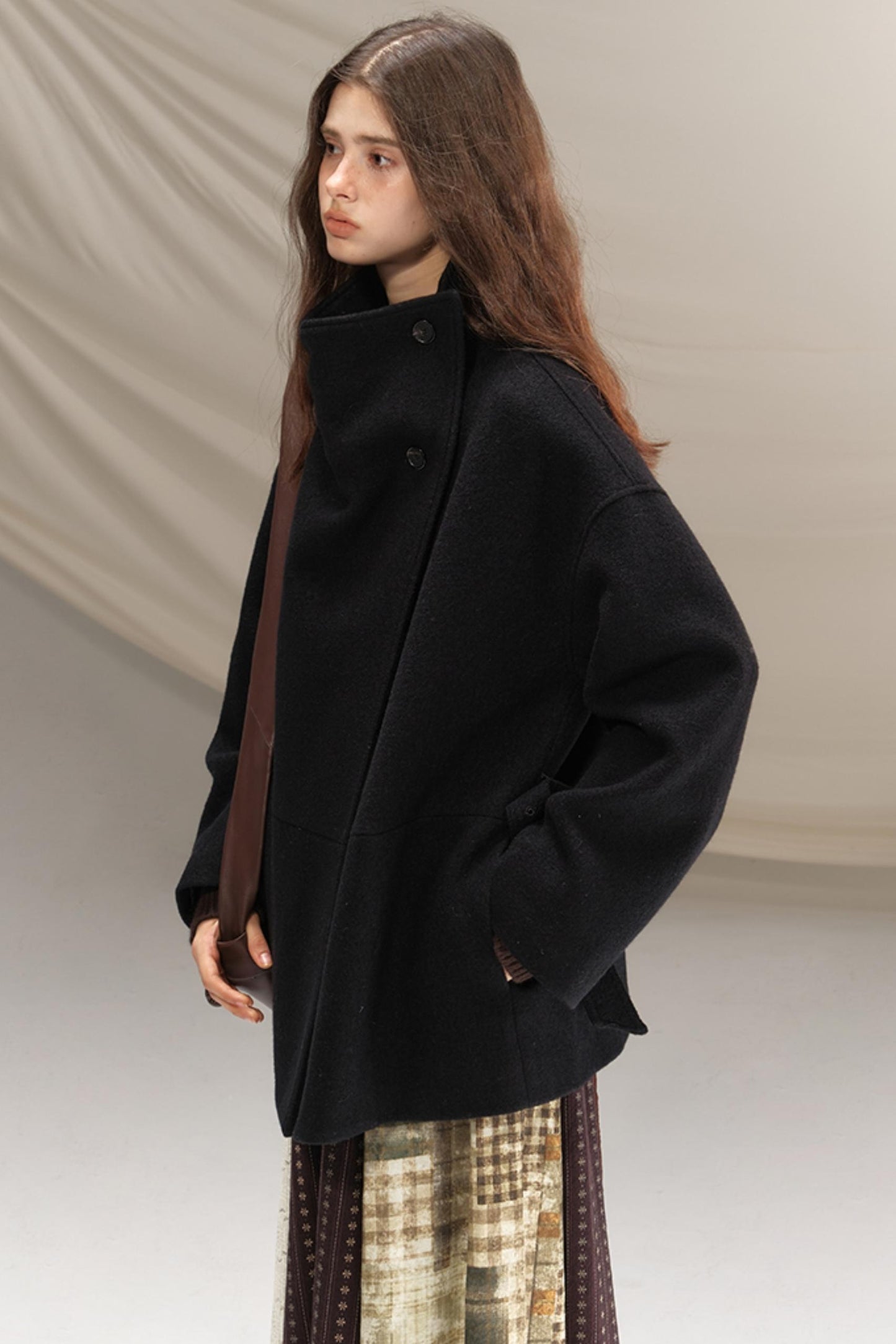 Silent Gallery Black Wool Coat