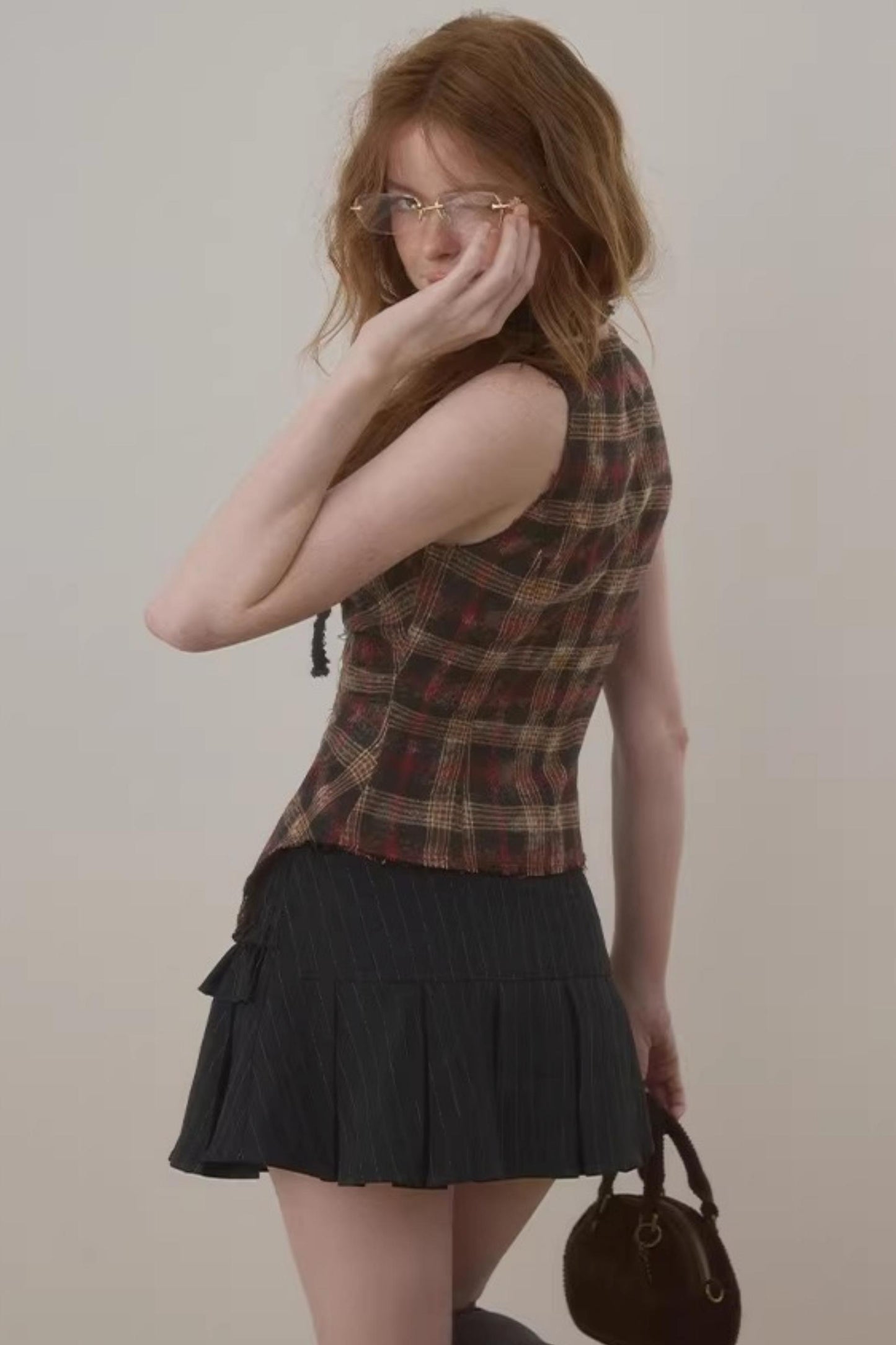 Frayed Edge Plaid Vest