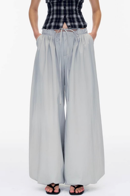 Waist Ruched Wide-Leg Pants