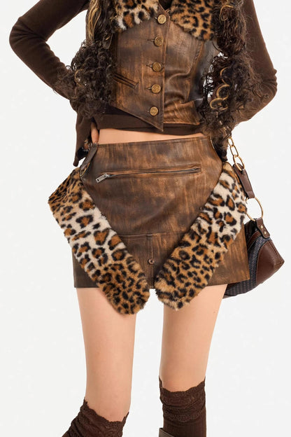 Distressed Vintage Leather Skirt