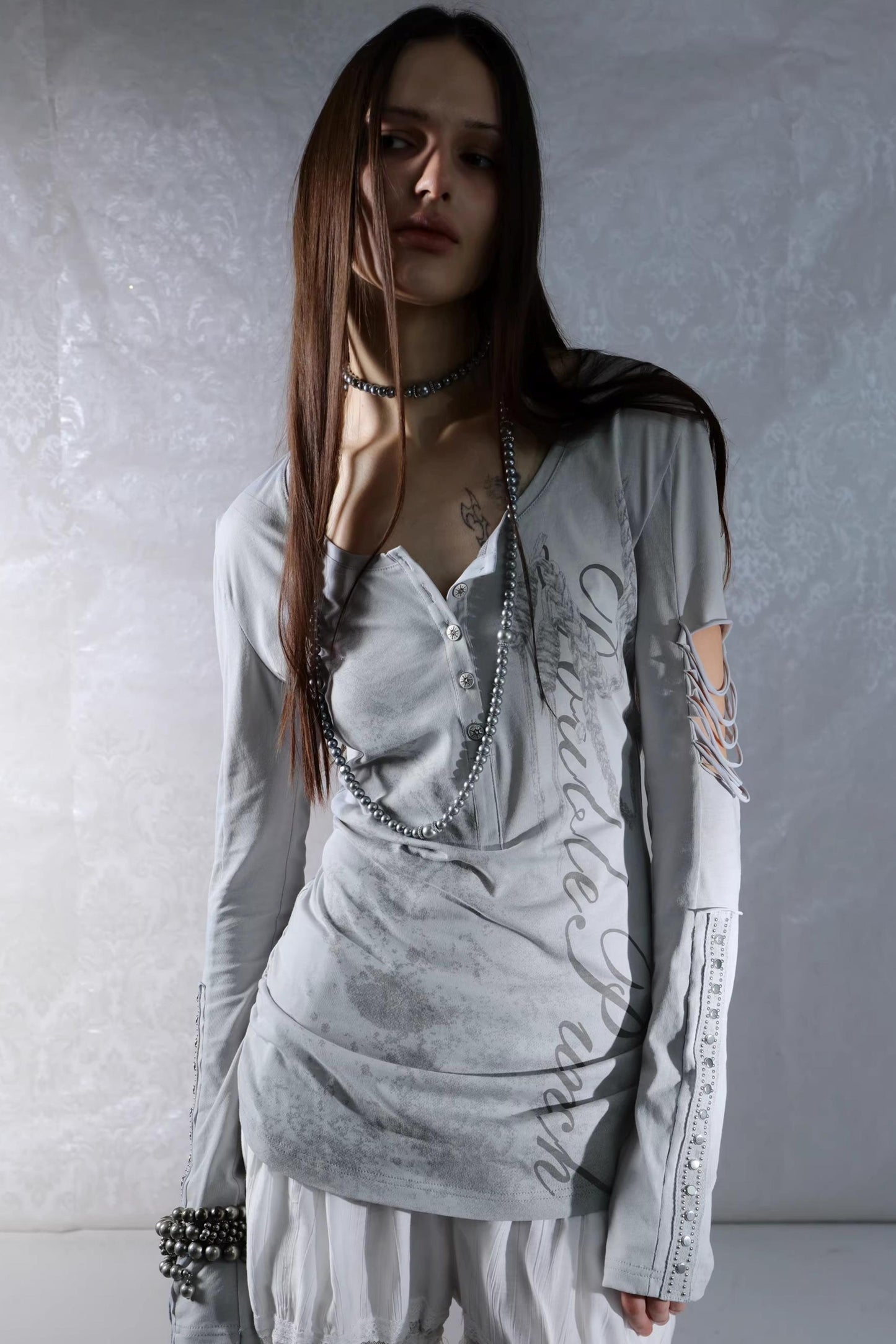 Ripped Punk Printed Sweater