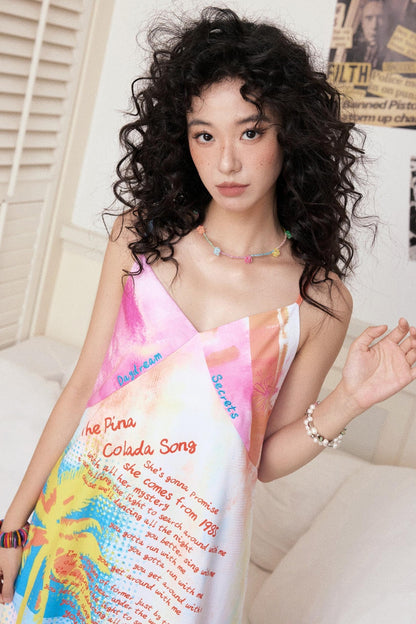 Colorful Printed Camisole Slip Dress