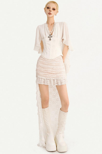 French Ribbon Mesh Blouse