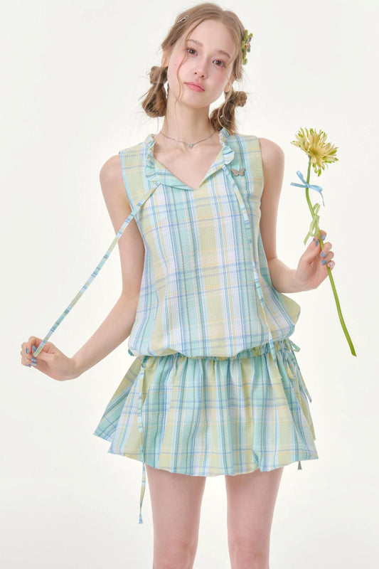 Mint Green Plaid Dress