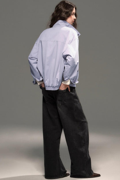 Vintage Plaid Stand-Up Collar Jacket