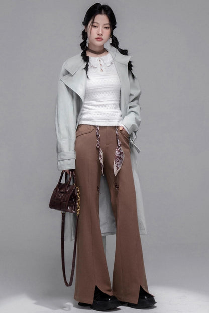 Silk Belted Bootcut Slacks