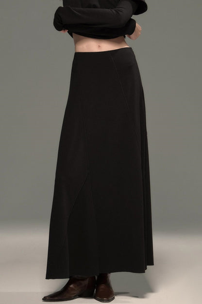 Slanted Shoulder Knit Top Skirt Set-Up