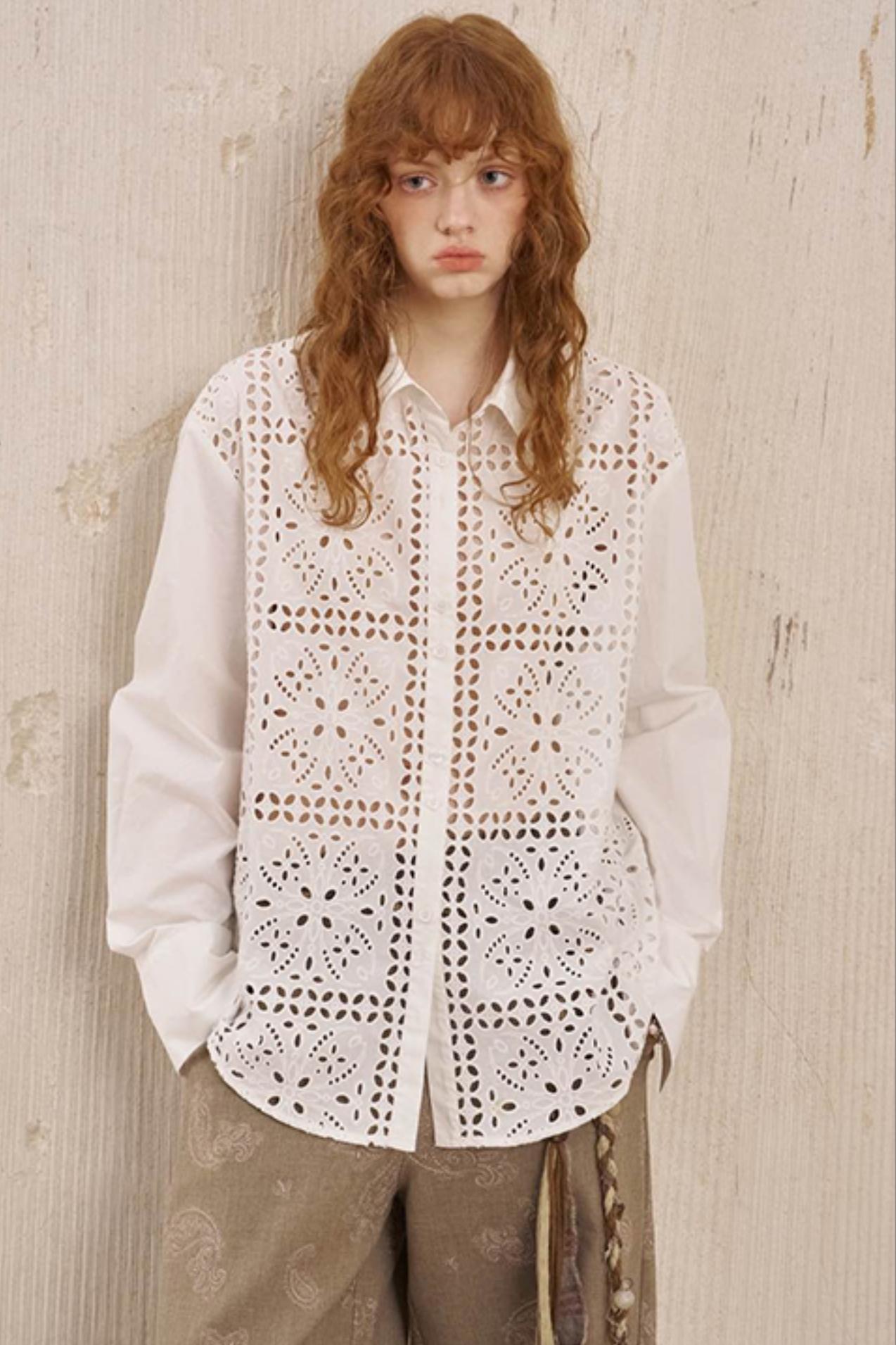 Front Lace Thin Cut-Out Shirt