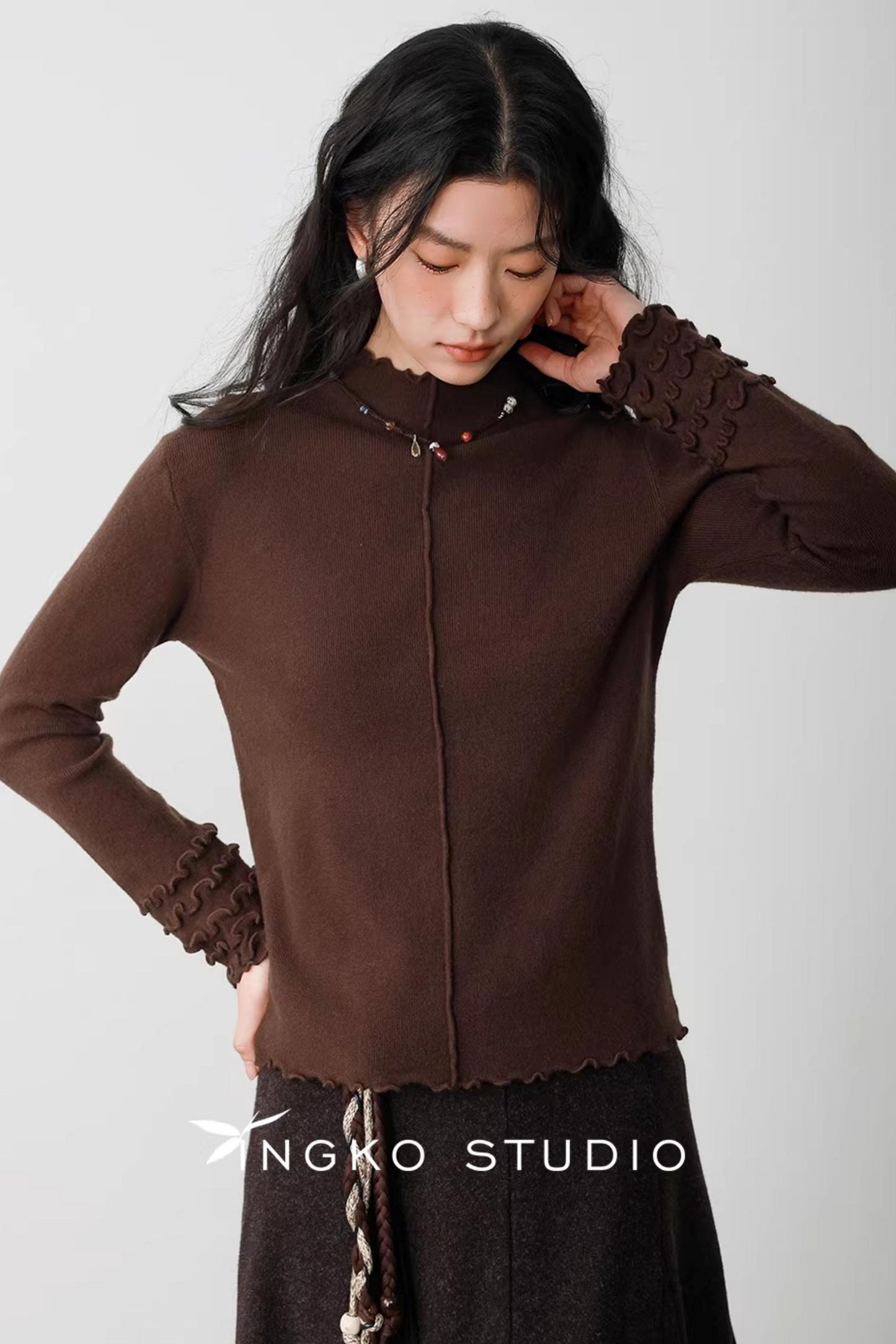 Karamell Latte Wellenpullover