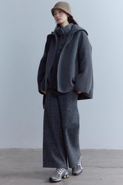 Carbon Gray Plush Wool Knit Set-Up