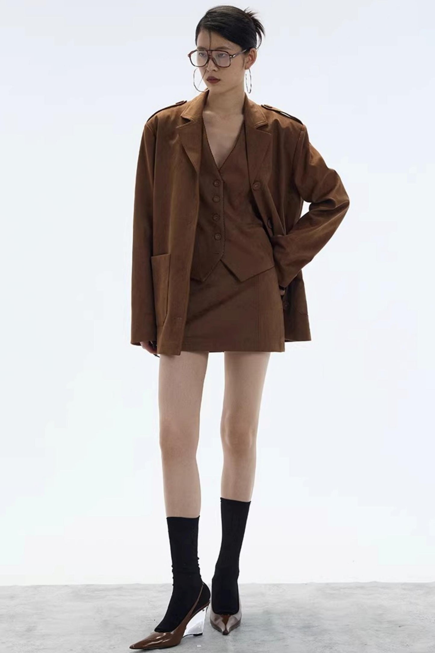 Hazelnut Suede Mini Skirt