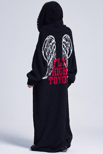 Soft Jacquard Hooded Long Sweater Dress