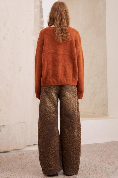 Embroidered Crew Neck Sweater