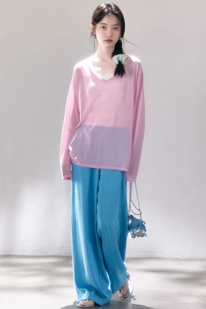 Linen Blend Wide-Leg Pants