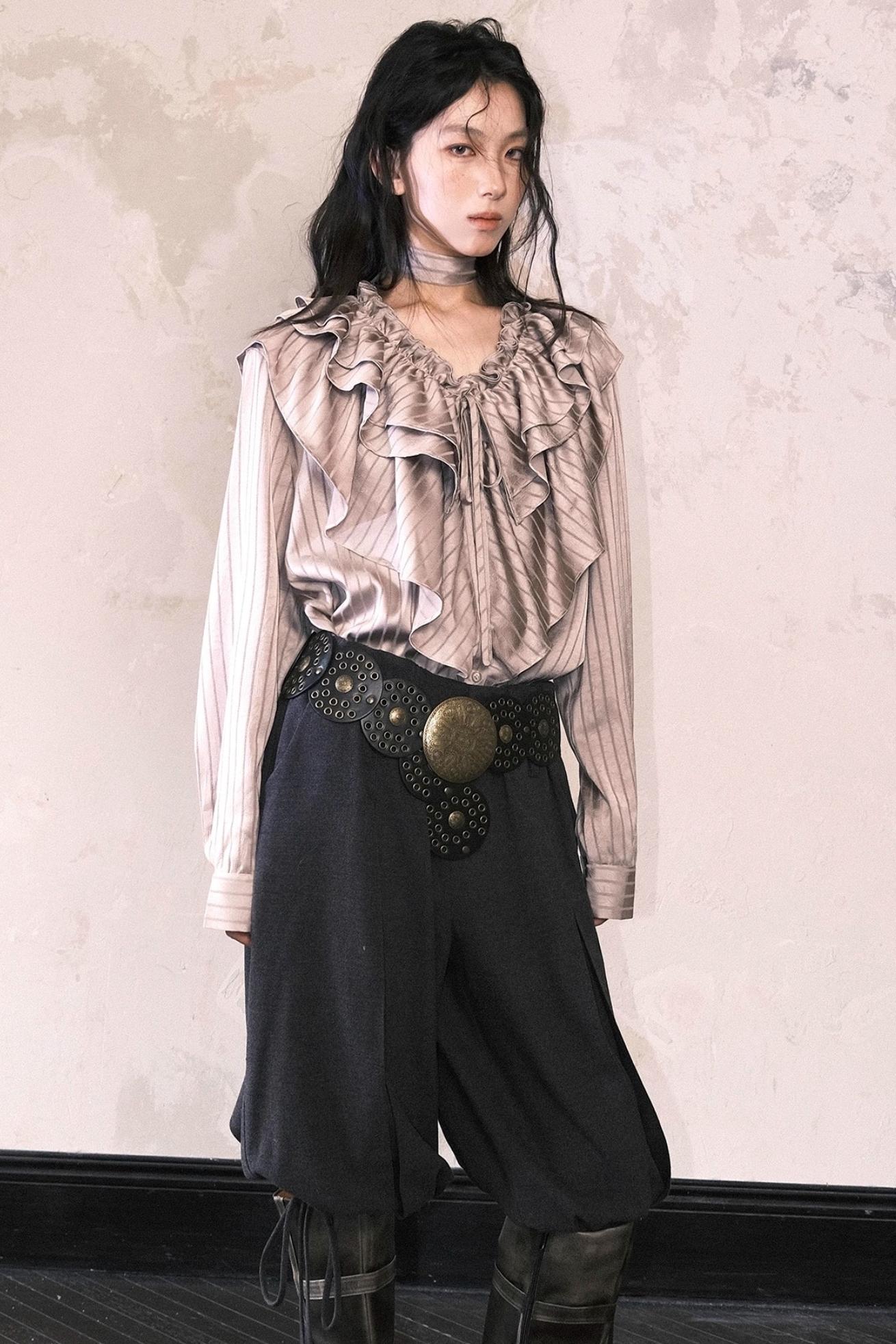 Vintage Bronze Ruffled Shirt