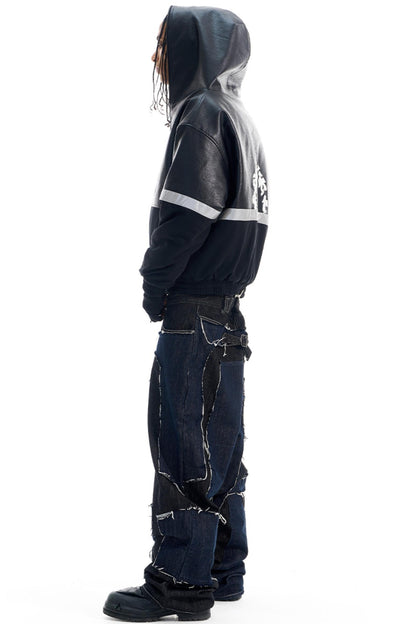 Reflective Silhouette Leather Coat