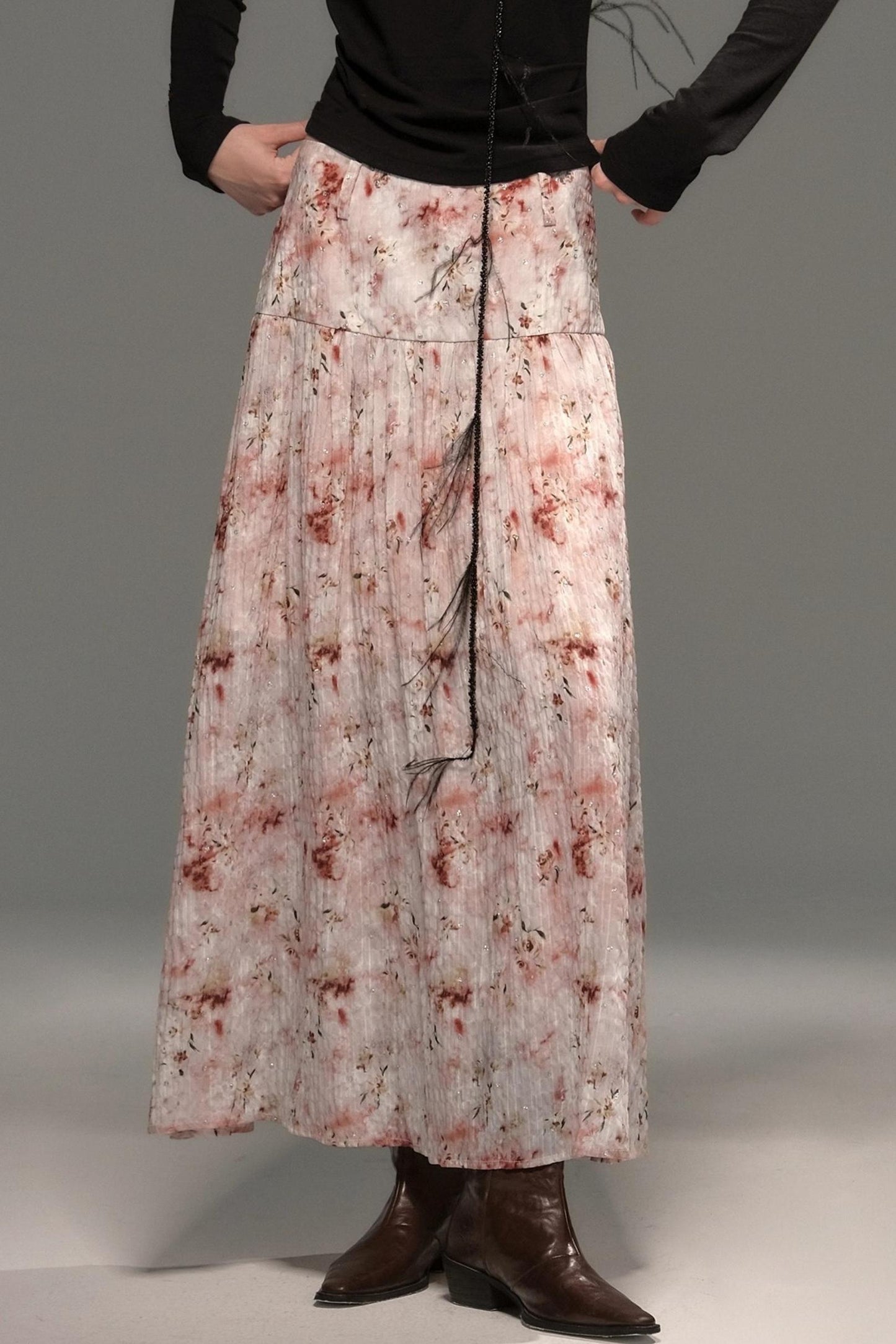 Shrink Silver Print Floral Skirt