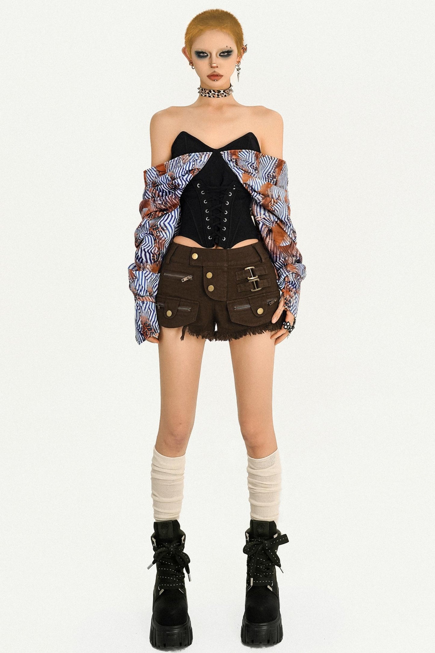 Retro Spice Girl Striped Long Sleeve Top