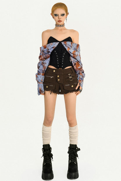 Retro Spice Girl Striped Long Sleeve Top