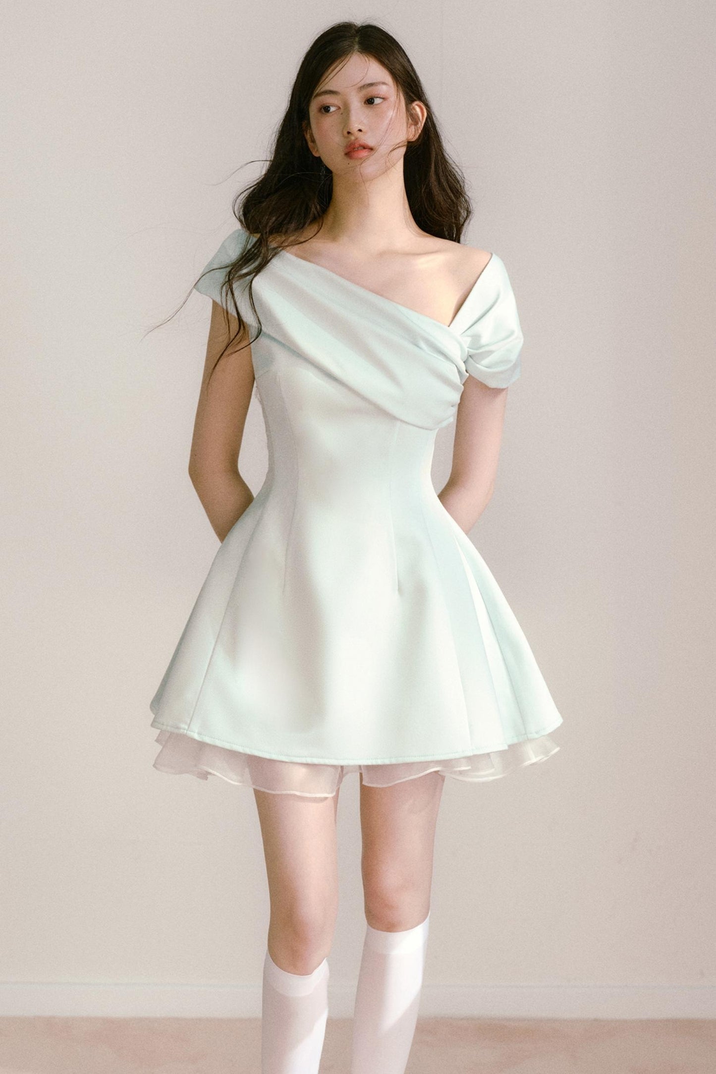 Mint Green One-Shoulder Dress